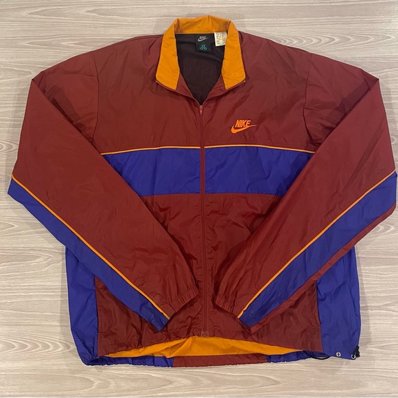 Vintage 90s Nike ACG Windbreaker Hiking Jacket Burgundy Blue Men’s Size Large
